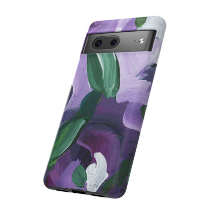 Purple Flowers Hand Painted Abstract Colorful Case: Impact-Resistant Phone Cases