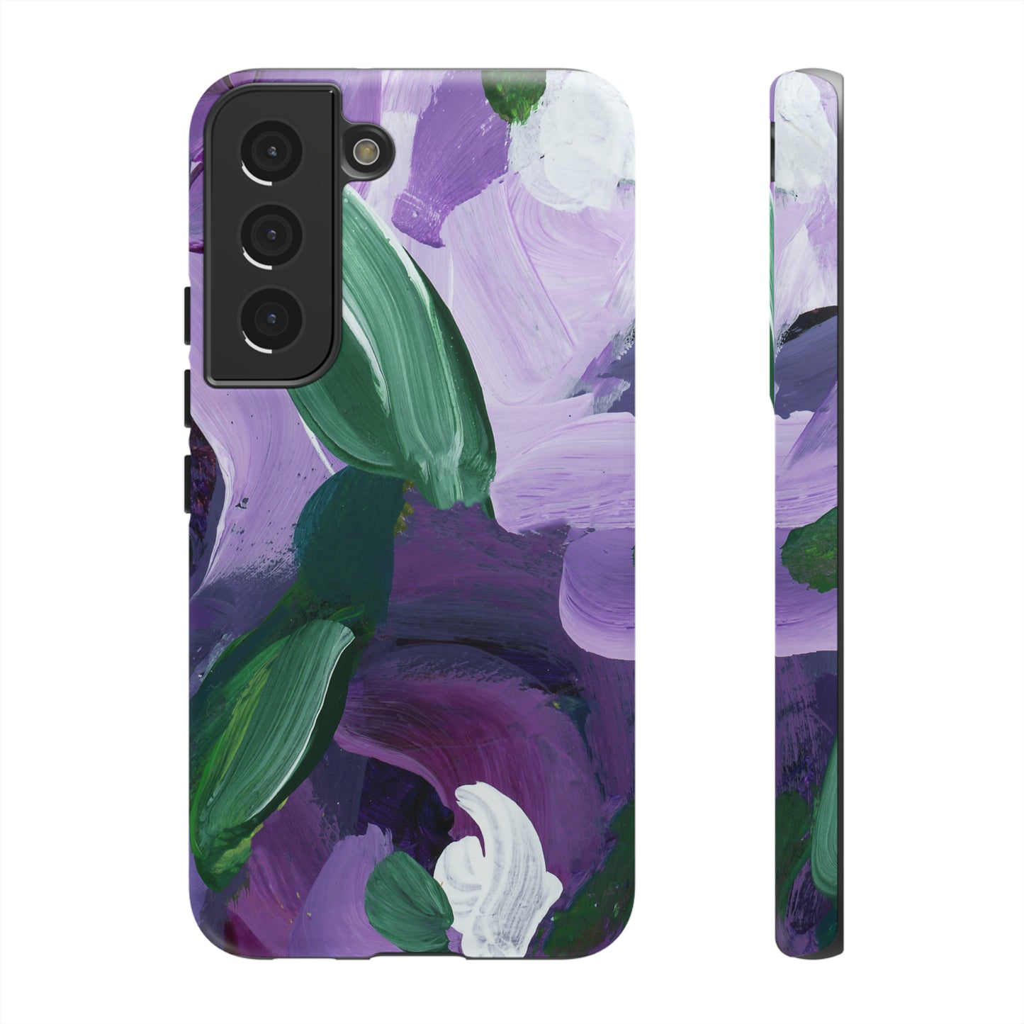 Purple Flowers Hand Painted Abstract Colorful Case: Impact-Resistant Phone Cases