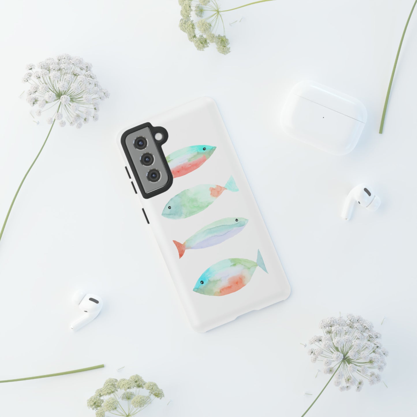 4 Watercolor Fish Hand Painted Cute Phone Case - Tough Case