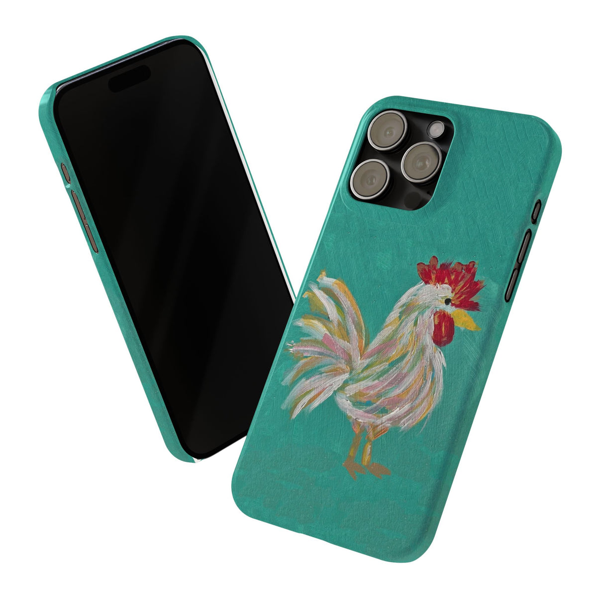 Phone Case hand painted chicken rooster digitized