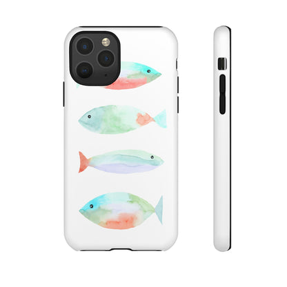 4 Watercolor Fish Hand Painted Cute Phone Case - Tough Case