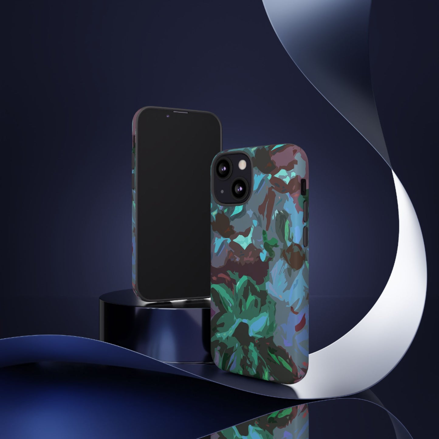 Hand Painted Abstract Colorful Teal Purple Green: Impact-Resistant Phone Case