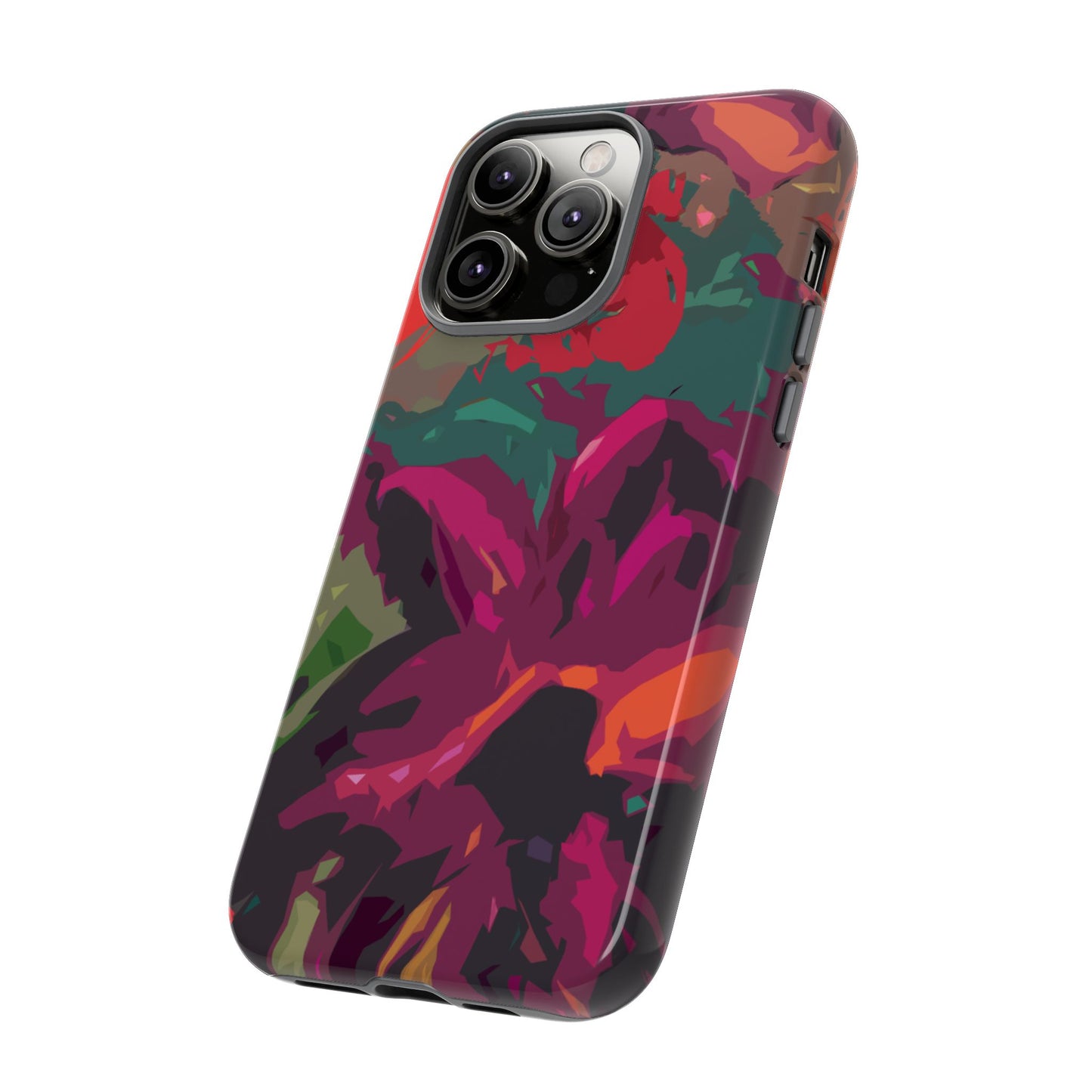 Hand Painted Abstract Colorful Burgundy Teal Orange Red Impact-Resistant Phone Cases