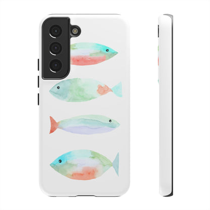 4 Watercolor Fish Hand Painted Cute Phone Case - Tough Case