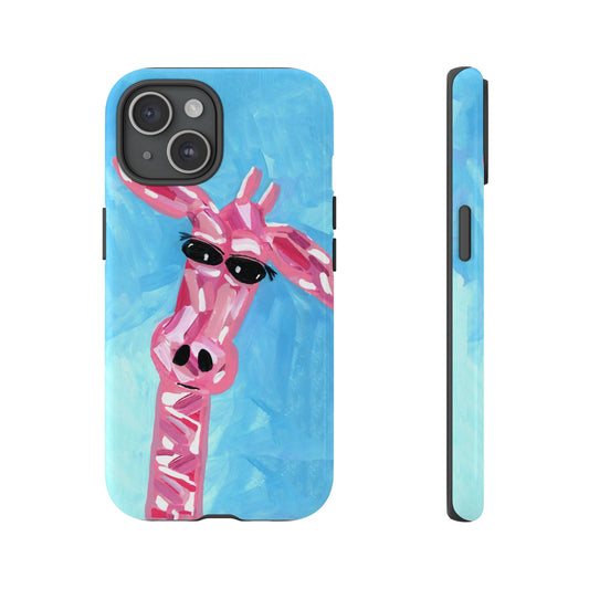 Bright Pink Giraffe Hand Painted Phone Case - Tough Cases