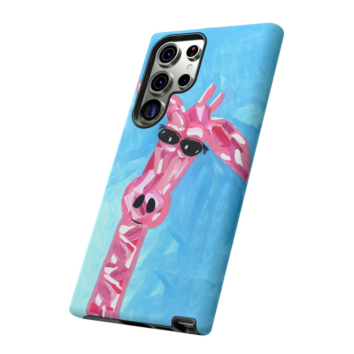 Bright Pink Giraffe Hand Painted Phone Case - Tough Cases