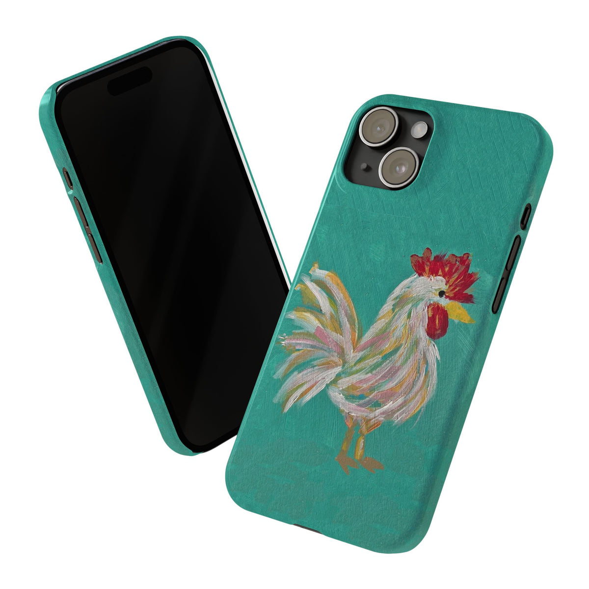 Phone Case hand painted chicken rooster digitized