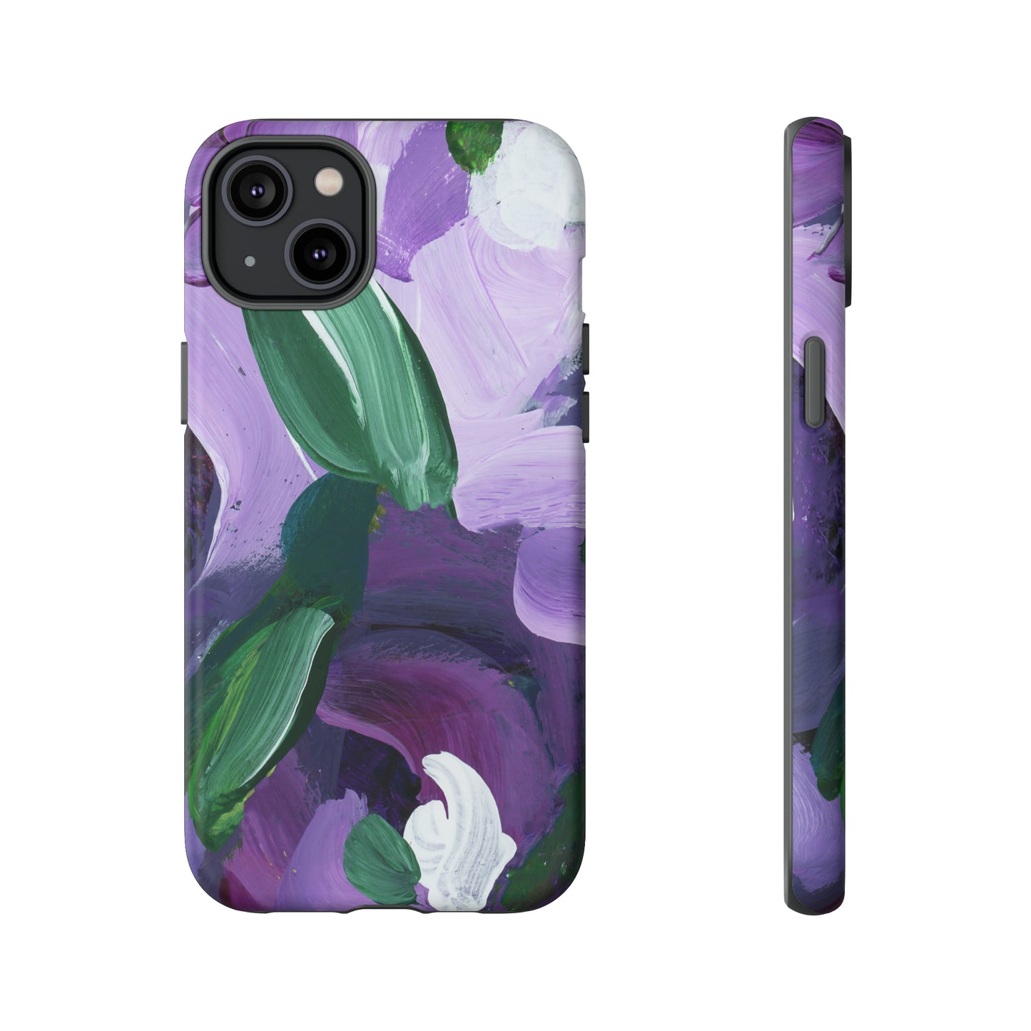 Purple Flowers Hand Painted Abstract Colorful Case: Impact-Resistant Phone Cases