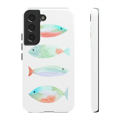 4 Watercolor Fish Hand Painted Cute Phone Case - Tough Case