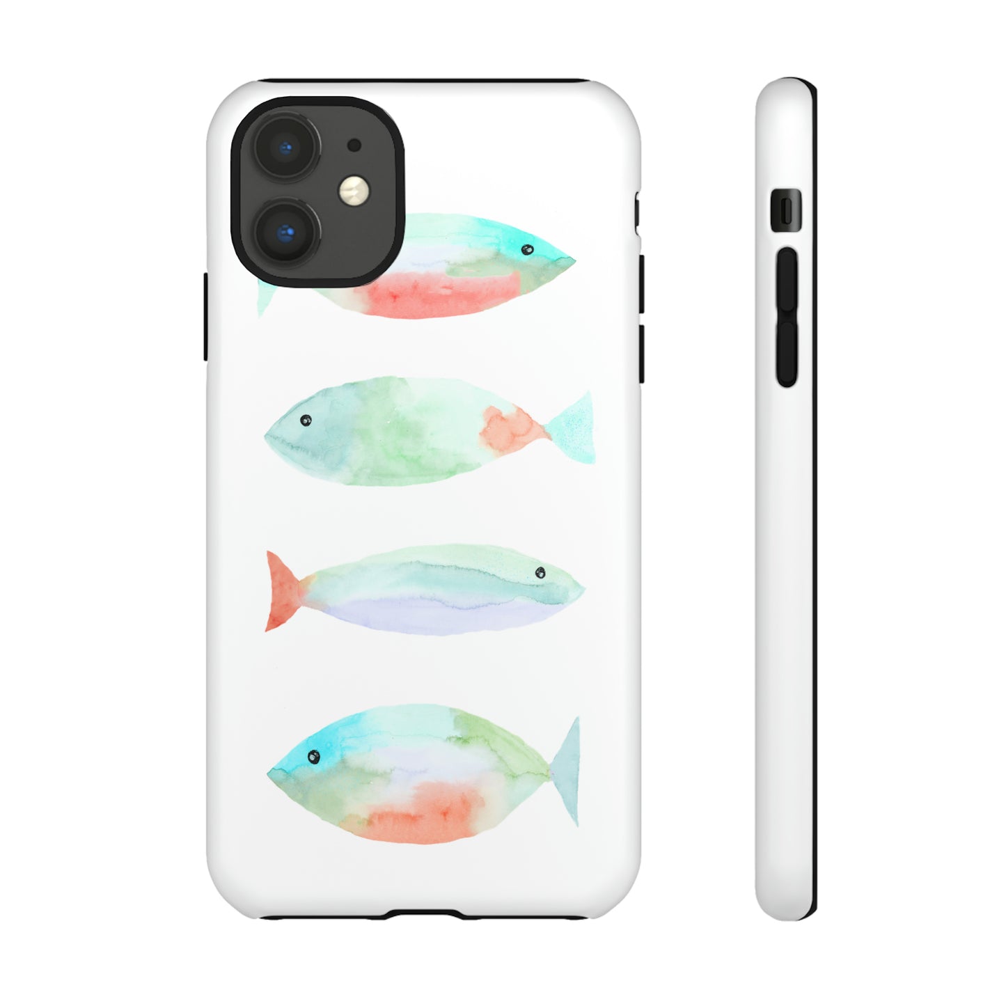 4 Watercolor Fish Hand Painted Cute Phone Case - Tough Case