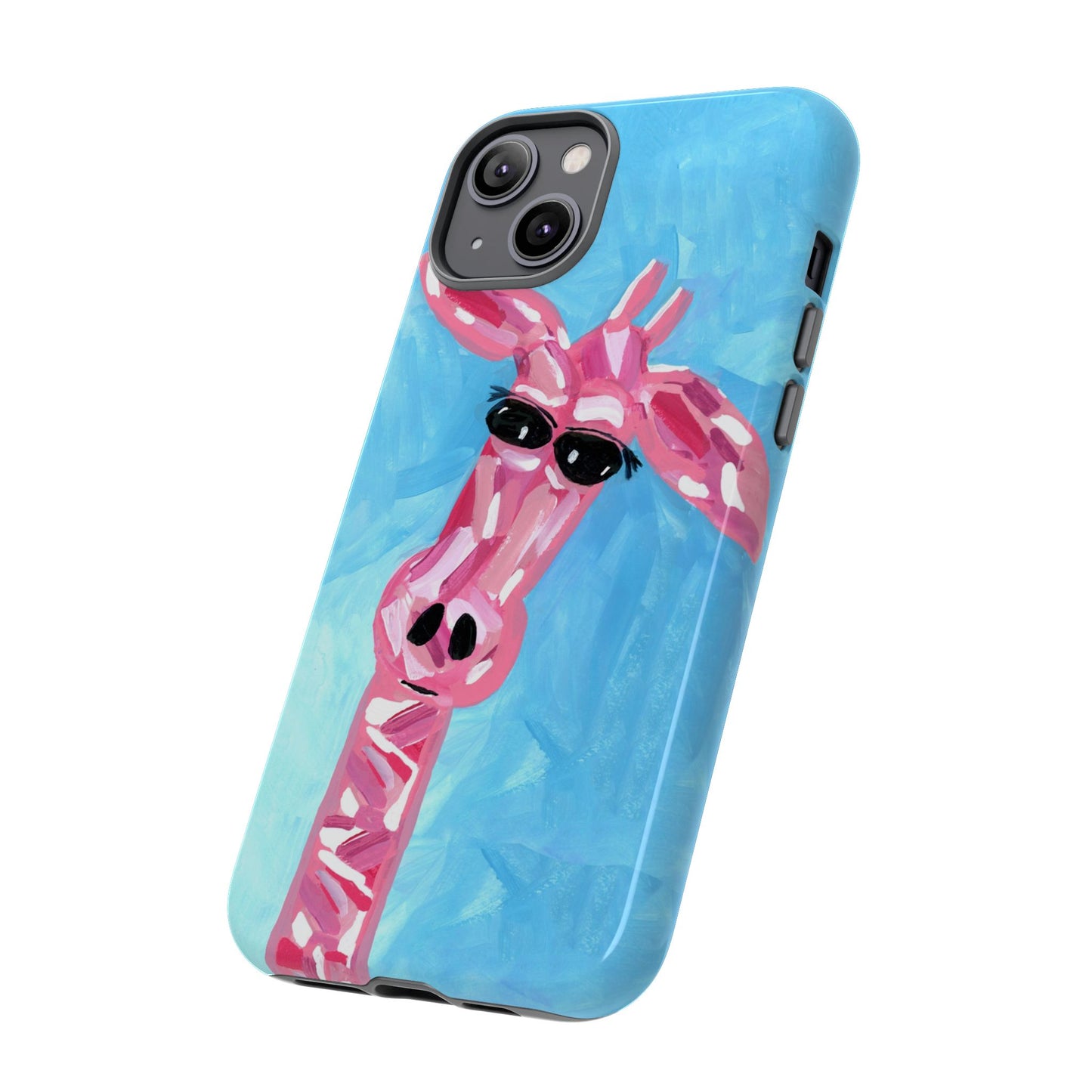 Bright Pink Giraffe Hand Painted Phone Case - Tough Cases