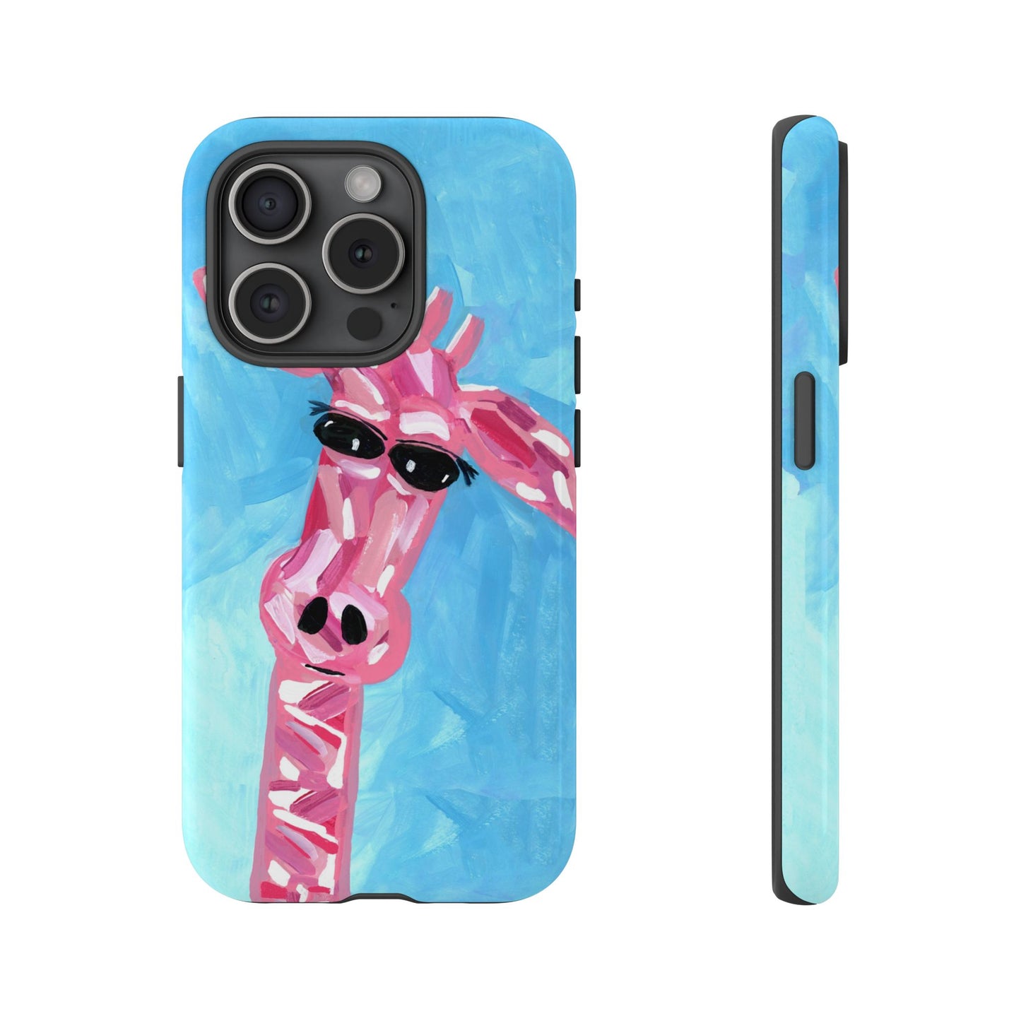 Bright Pink Giraffe Hand Painted Phone Case - Tough Cases