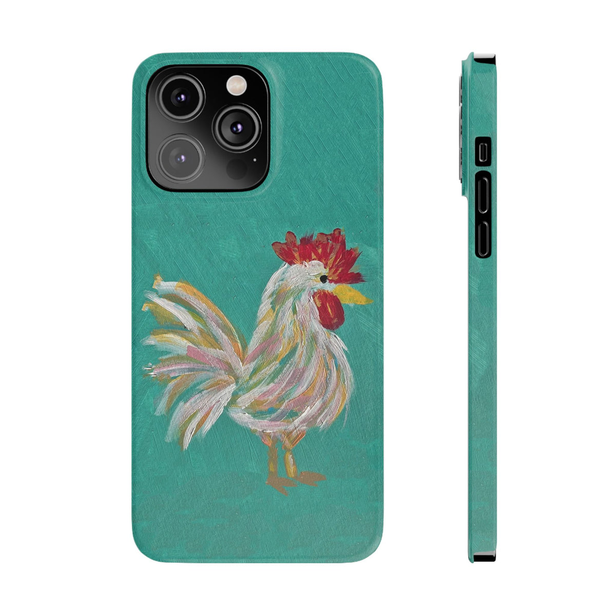 Phone Case hand painted chicken rooster digitized