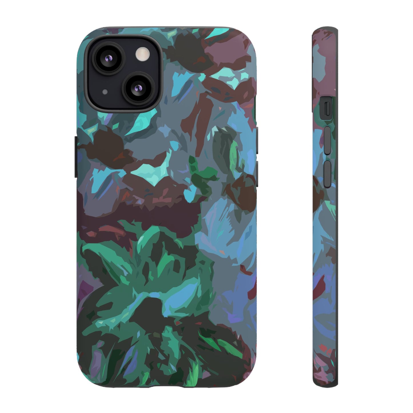 Hand Painted Abstract Colorful Teal Purple Green: Impact-Resistant Phone Case