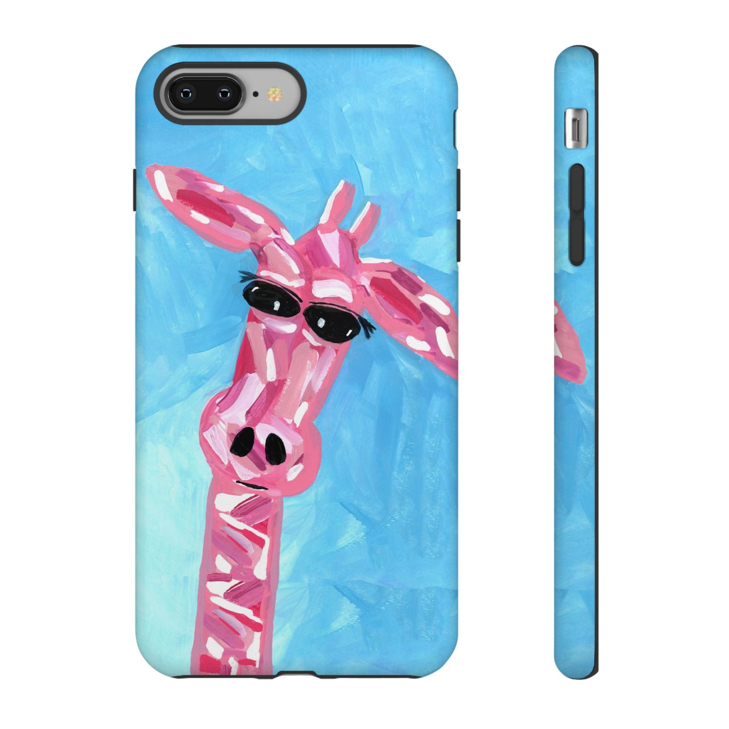 Bright Pink Giraffe Hand Painted Phone Case - Tough Cases