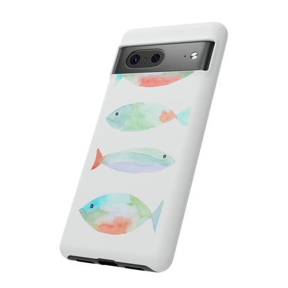 4 Watercolor Fish Hand Painted Cute Phone Case - Tough Case