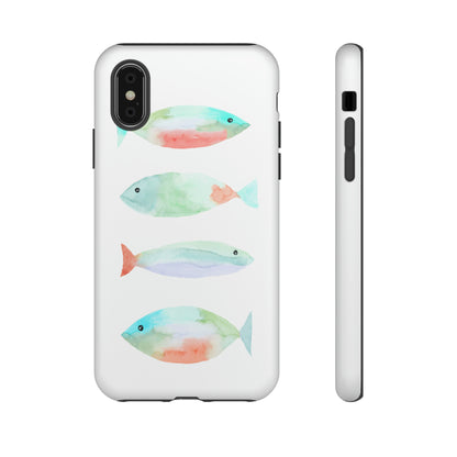 4 Watercolor Fish Hand Painted Cute Phone Case - Tough Case