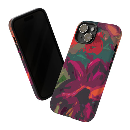 Hand Painted Abstract Colorful Burgundy Teal Orange Red Impact-Resistant Phone Cases