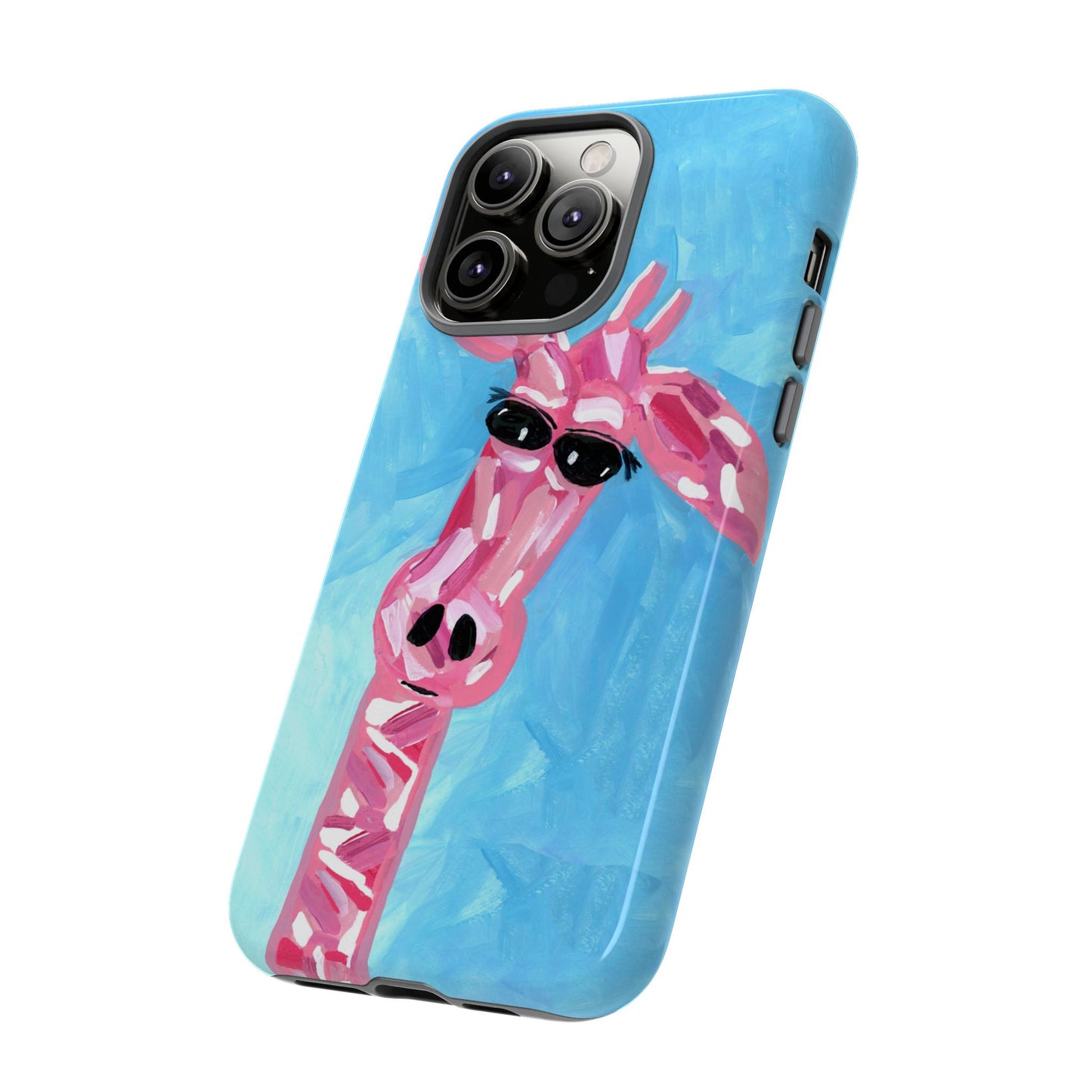 Bright Pink Giraffe Hand Painted Phone Case - Tough Cases