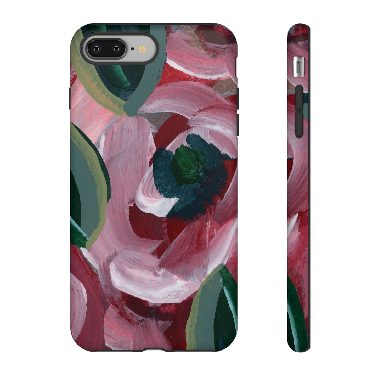 Burgundy Red Floral Hand Painted Abstract Colorful Case: Impact-Resistant Phone Cases