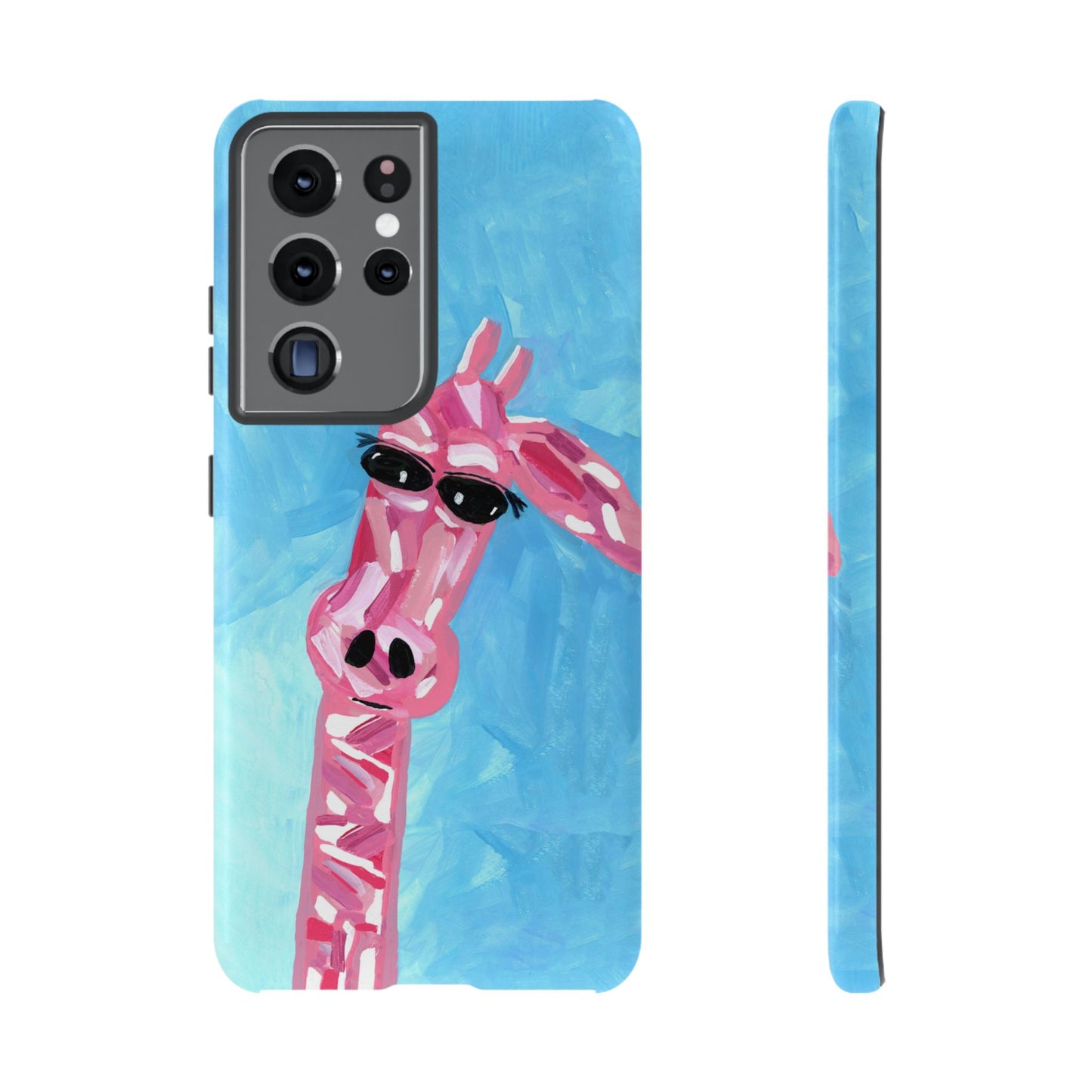 Bright Pink Giraffe Hand Painted Phone Case - Tough Cases