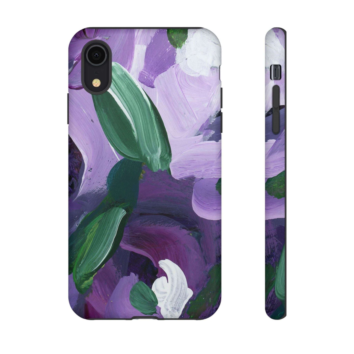 Purple Flowers Hand Painted Abstract Colorful Case: Impact-Resistant Phone Cases