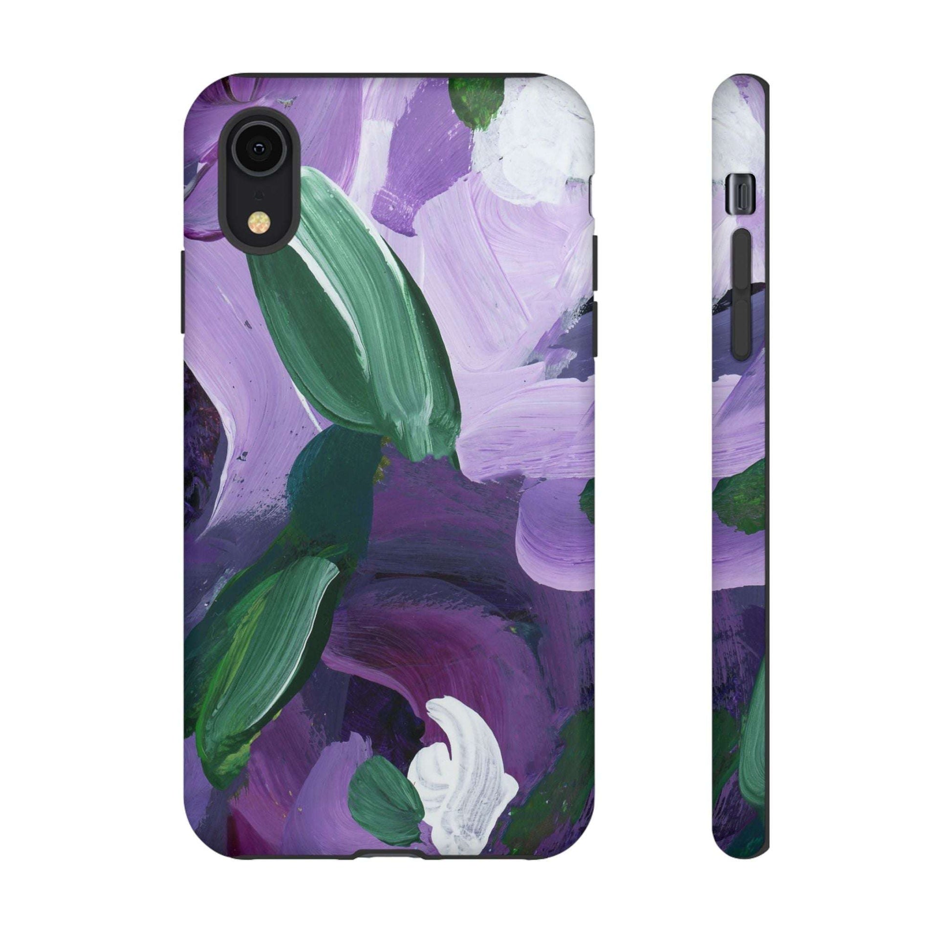 Purple Flowers Hand Painted Abstract Colorful Case: Impact-Resistant Phone Cases