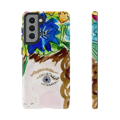 Vera | Hand Painted Girl with Flowers Headdress Colorful Case: Impact-Resistant Phone Cases