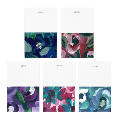 Floral Hand Painted Vertical Multi-Design Greeting Cards (5-Pack)