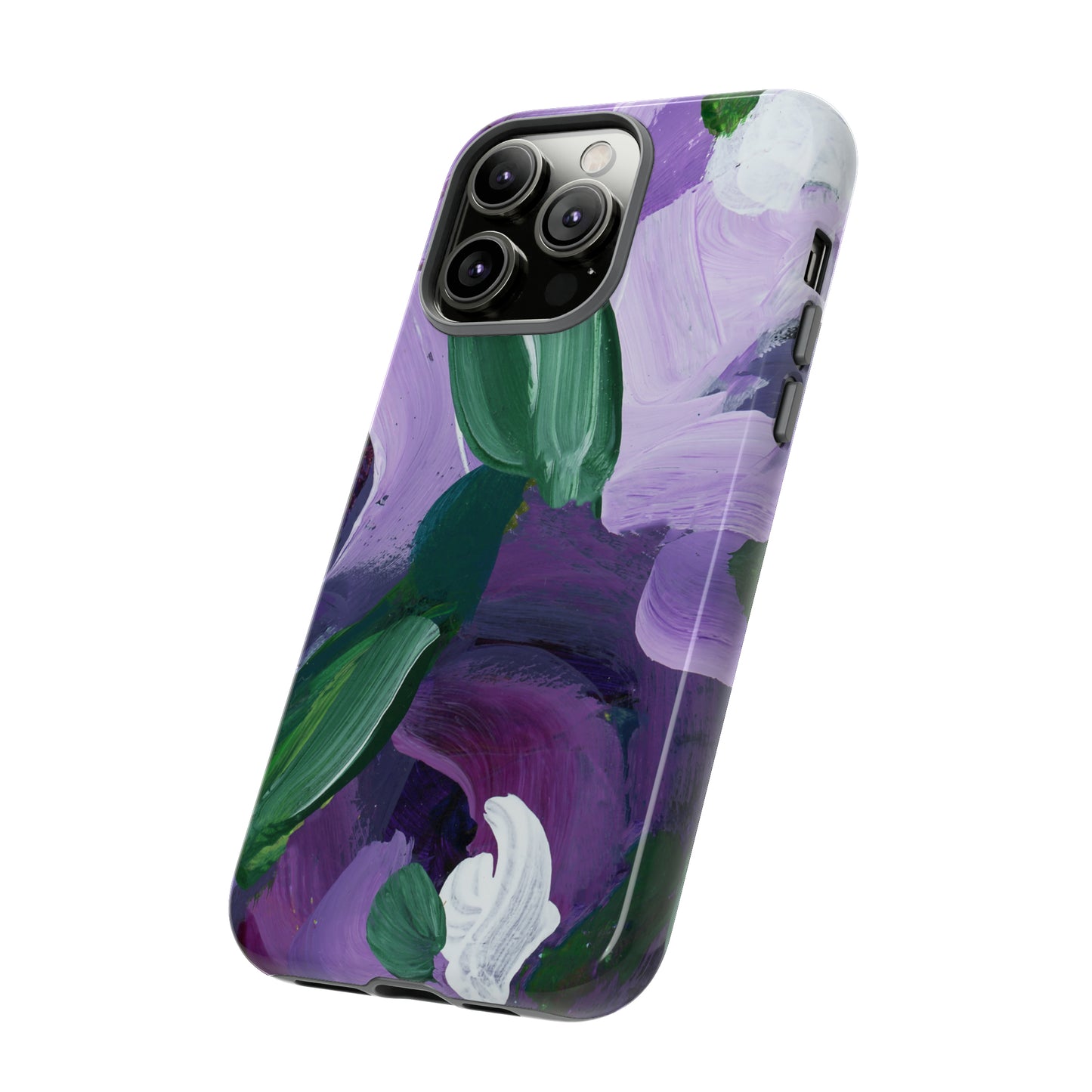 Purple Flowers Hand Painted Abstract Colorful Case: Impact-Resistant Phone Cases