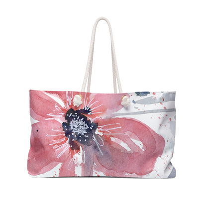 Original Art Salmon Pink Floral Weekender Tote Bag