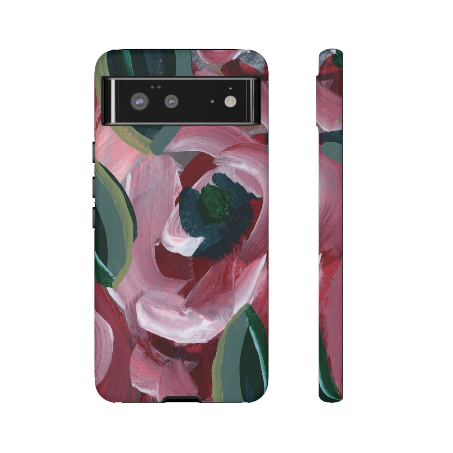 Burgundy Red Floral Hand Painted Abstract Colorful Case: Impact-Resistant Phone Cases