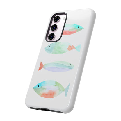 4 Watercolor Fish Hand Painted Cute Phone Case - Tough Case