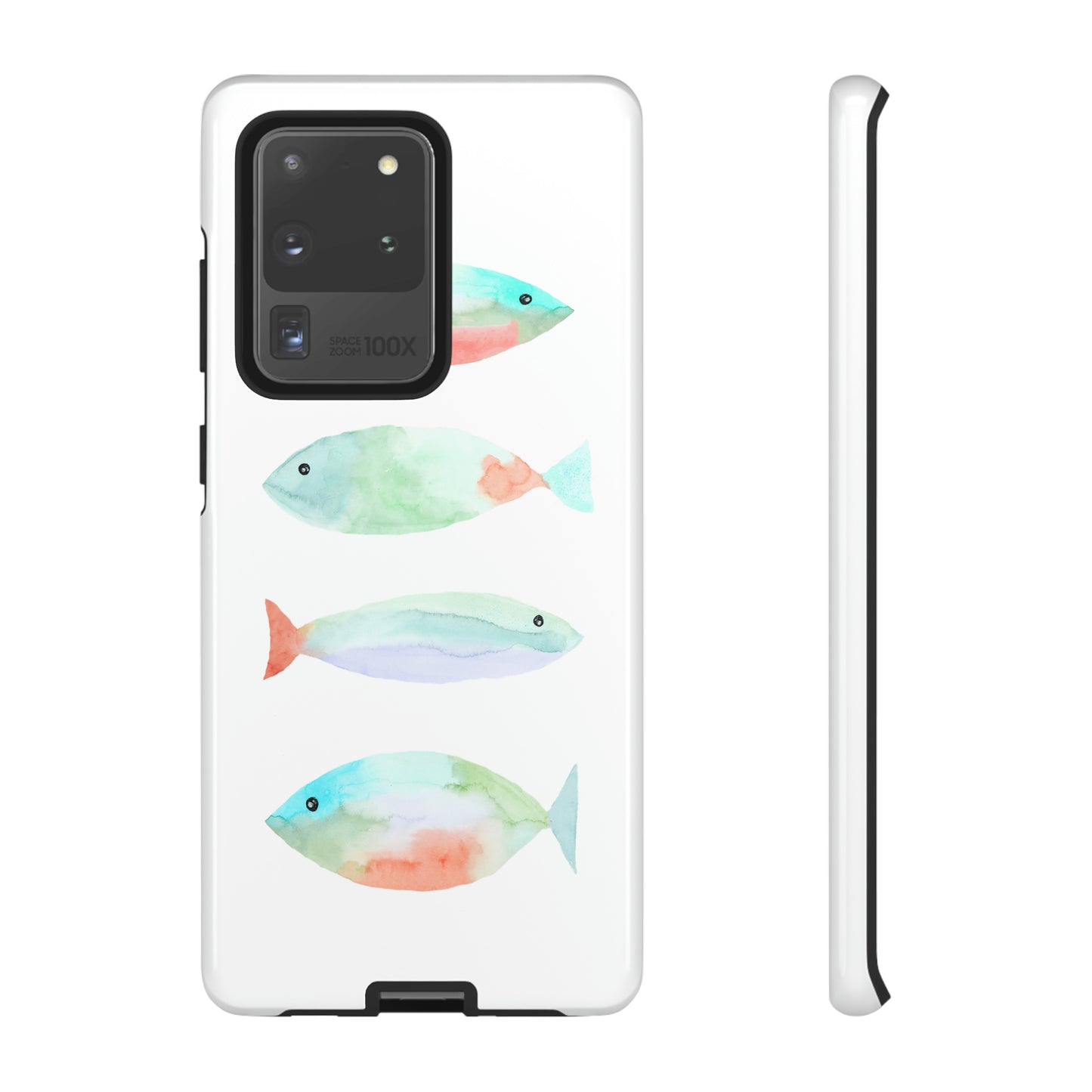 4 Watercolor Fish Hand Painted Cute Phone Case - Tough Case