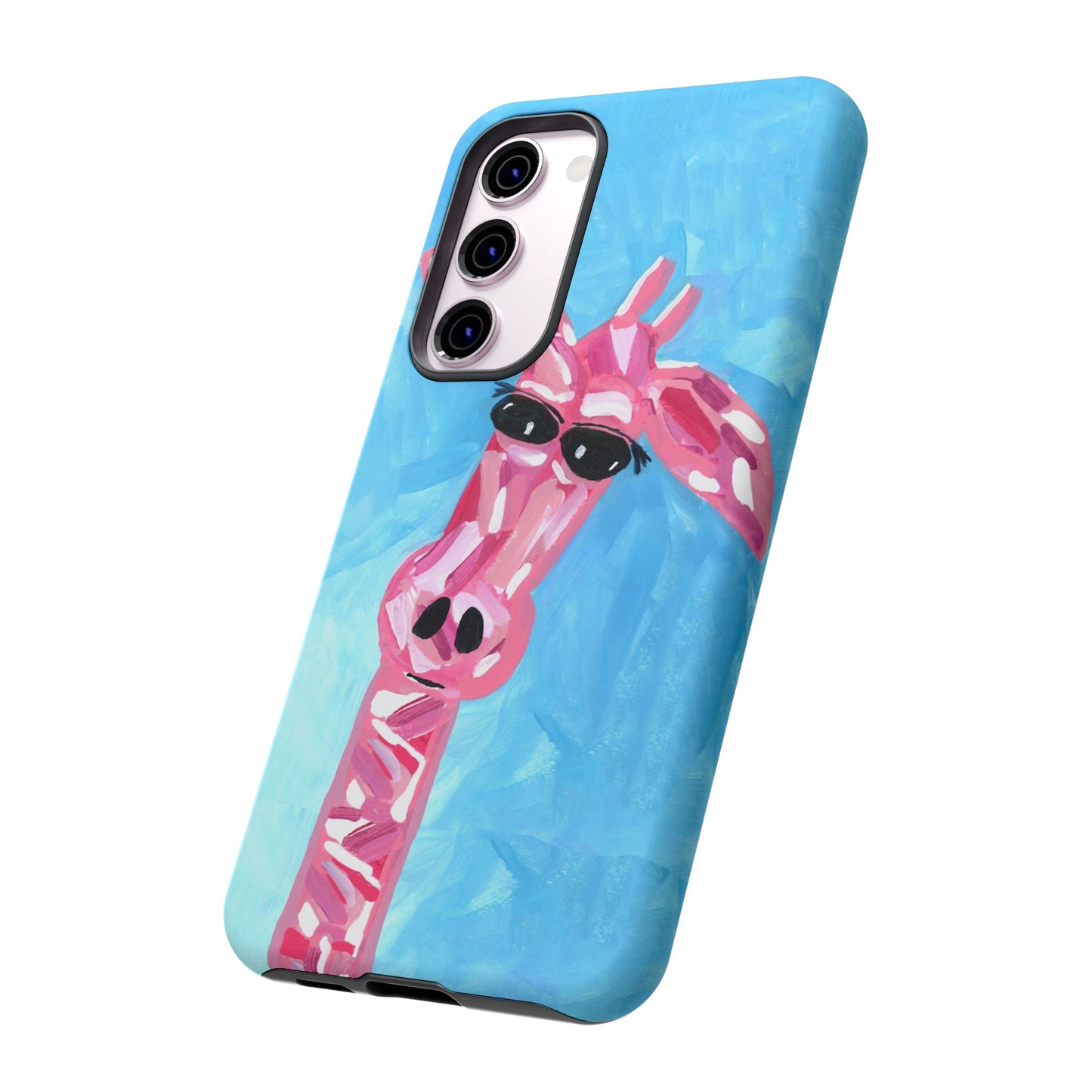 Bright Pink Giraffe Hand Painted Phone Case - Tough Cases