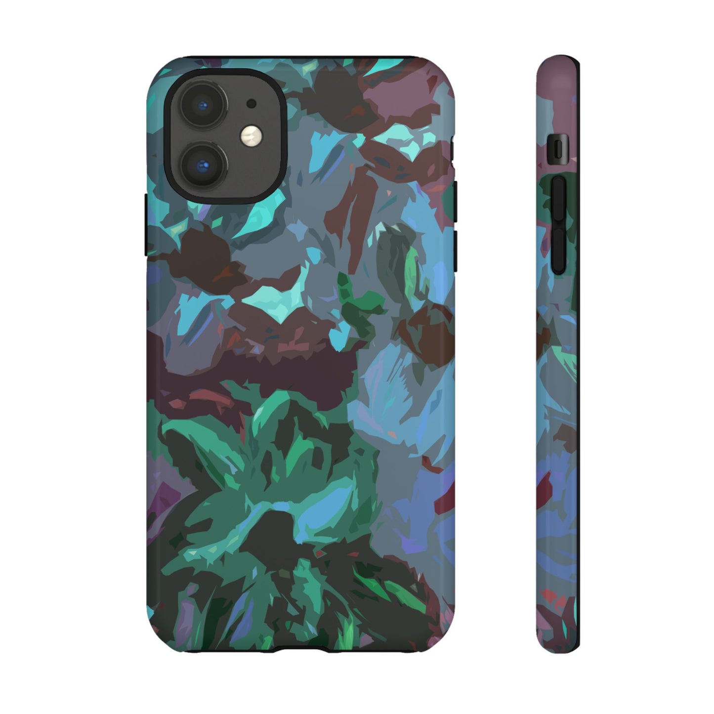 Hand Painted Abstract Colorful Teal Purple Green: Impact-Resistant Phone Case