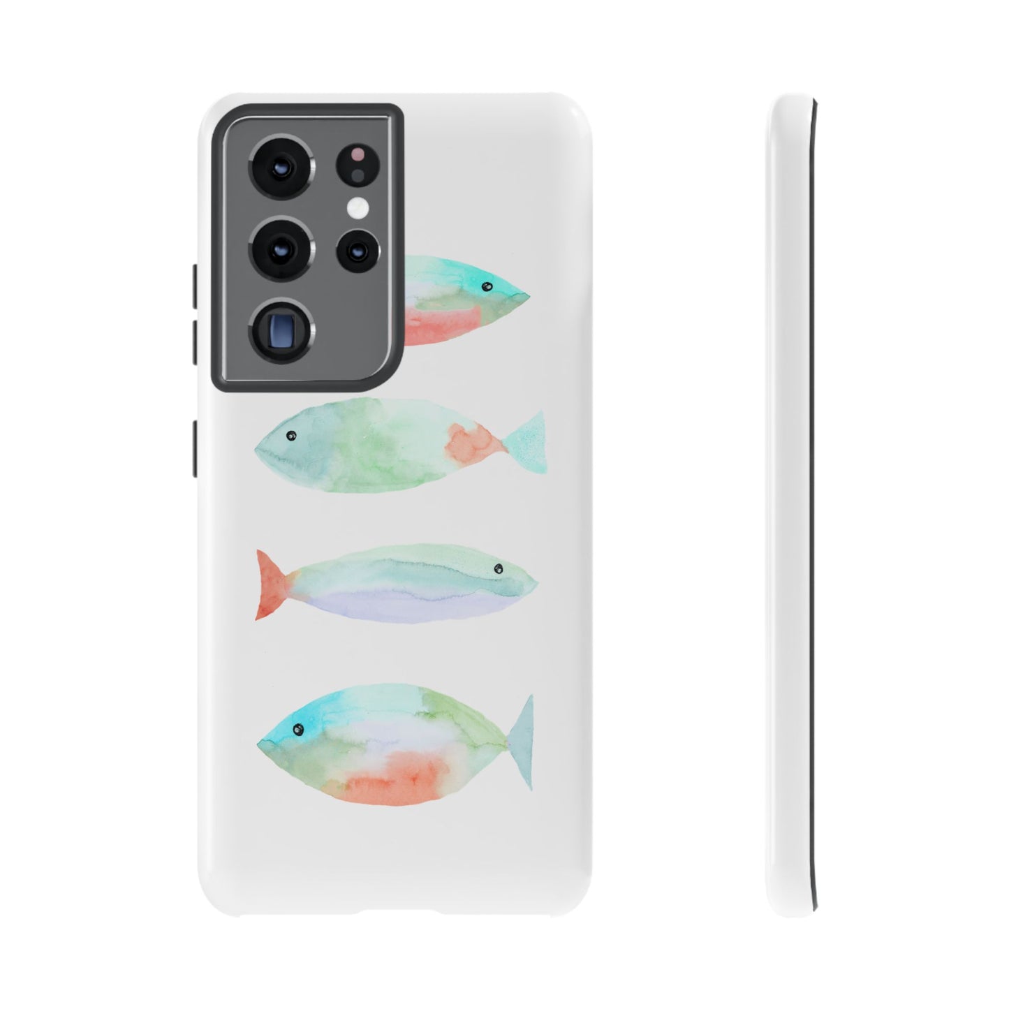 4 Watercolor Fish Hand Painted Cute Phone Case - Tough Case