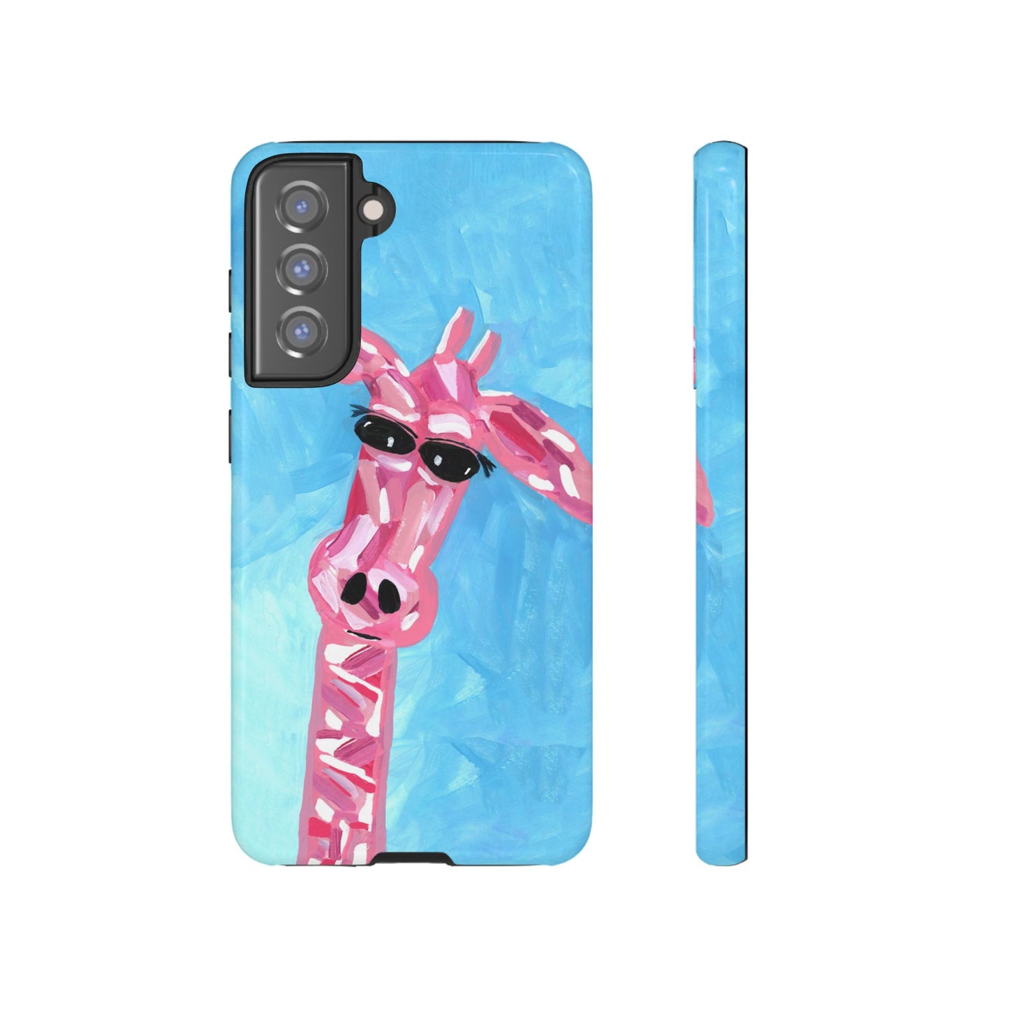 Bright Pink Giraffe Hand Painted Phone Case - Tough Cases