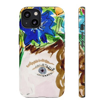 Vera | Hand Painted Girl with Flowers Headdress Colorful Case: Impact-Resistant Phone Cases