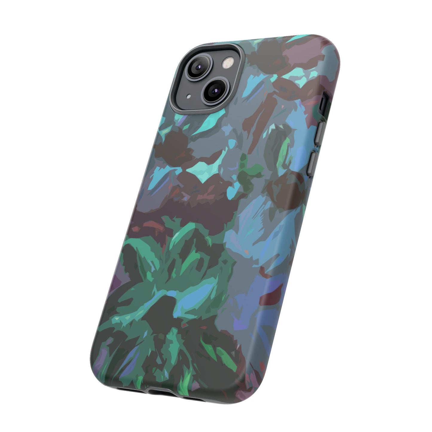 Hand Painted Abstract Colorful Teal Purple Green: Impact-Resistant Phone Case