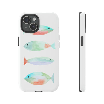 4 Watercolor Fish Hand Painted Cute Phone Case - Tough Case