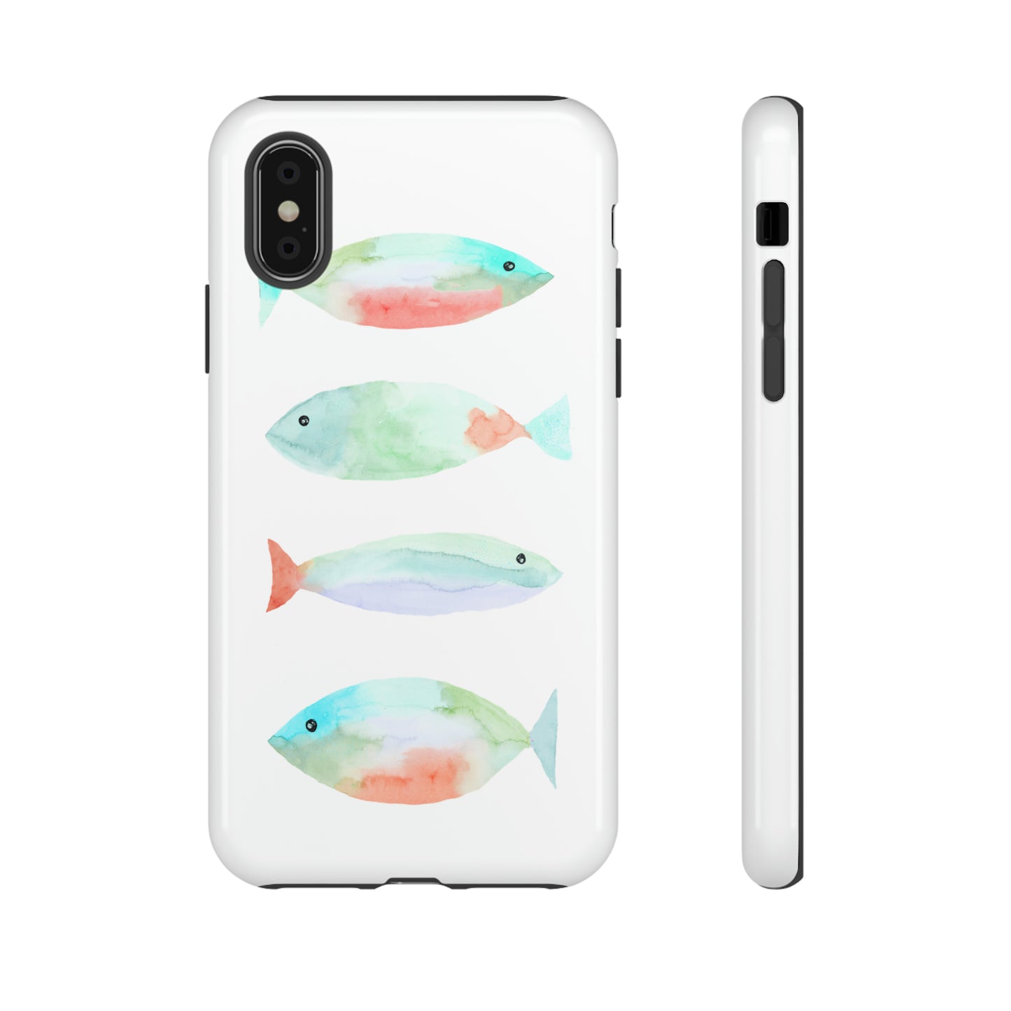 4 Watercolor Fish Hand Painted Cute Phone Case - Tough Case