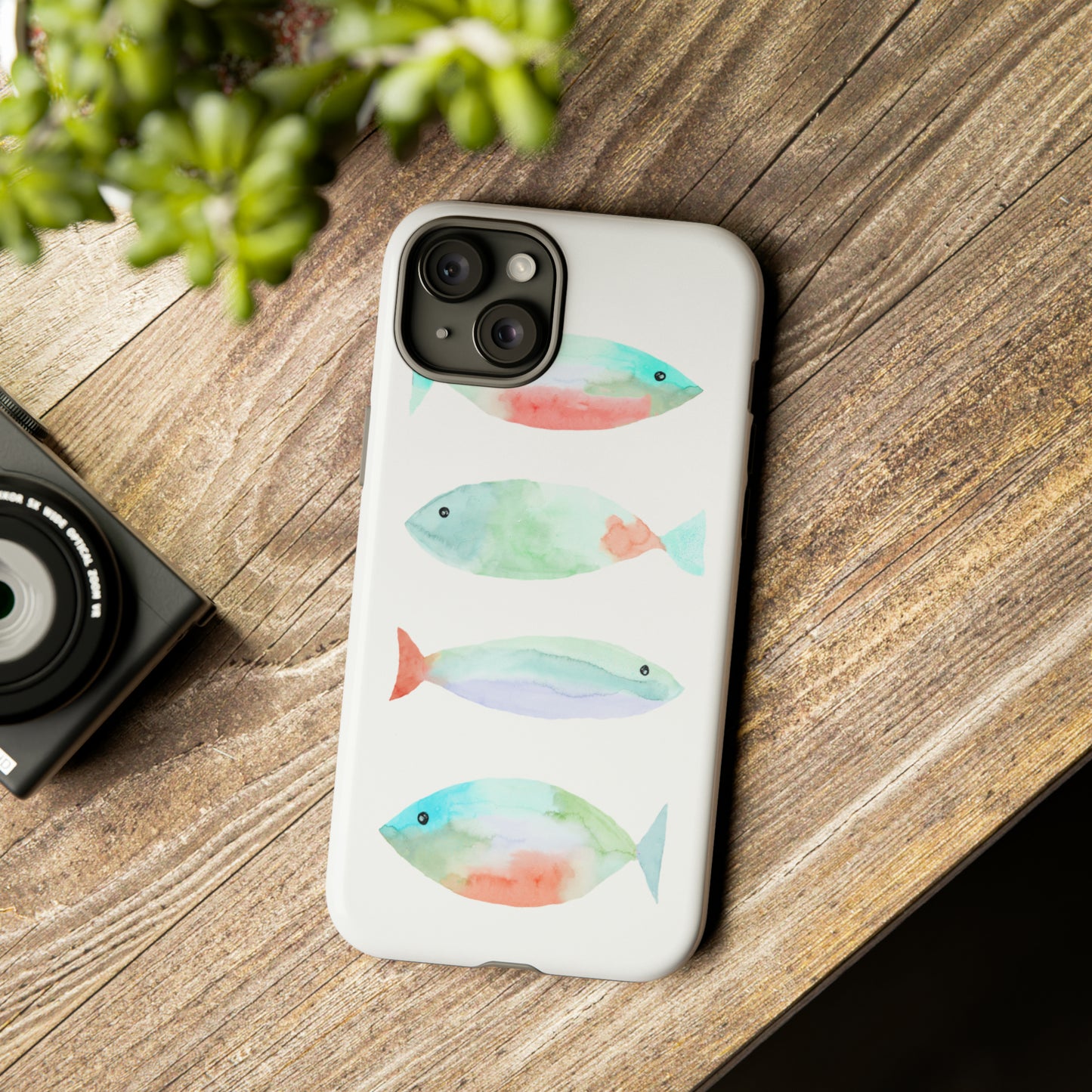 4 Watercolor Fish Hand Painted Cute Phone Case - Tough Case