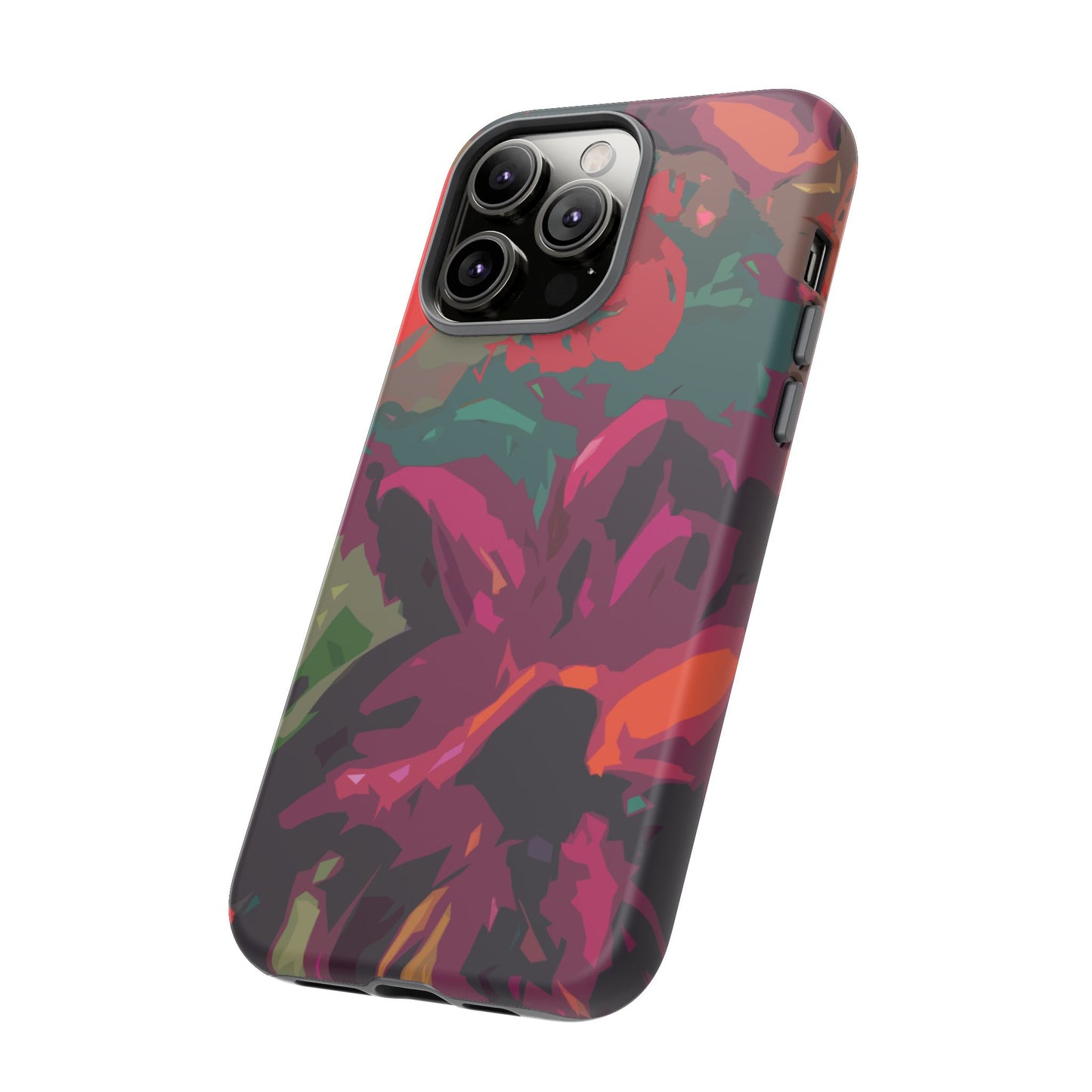 Hand Painted Abstract Colorful Burgundy Teal Orange Red Impact-Resistant Phone Cases