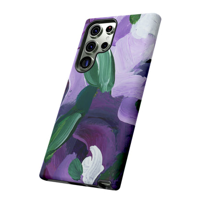 Purple Flowers Hand Painted Abstract Colorful Case: Impact-Resistant Phone Cases