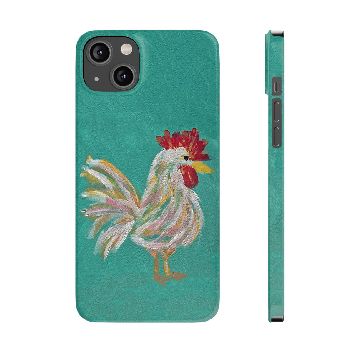 Phone Case hand painted chicken rooster digitized