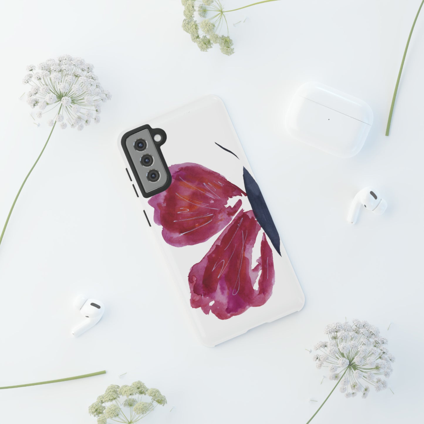 Beautiful Burgundy Butterfly Abstract Hand Painted Cute Phone Case - Tough Case