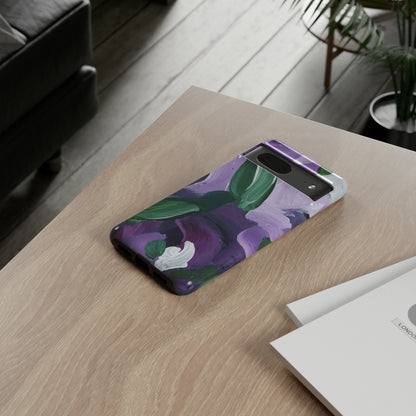 Purple Flowers Hand Painted Abstract Colorful Case: Impact-Resistant Phone Cases