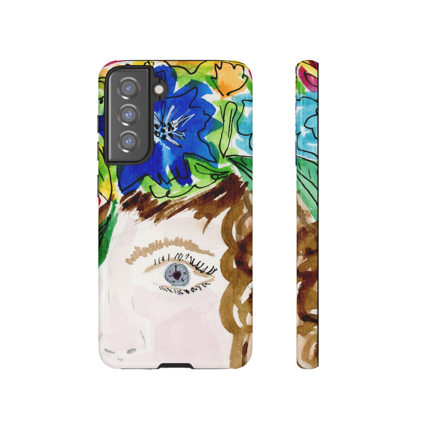 Vera | Hand Painted Girl with Flowers Headdress Colorful Case: Impact-Resistant Phone Cases