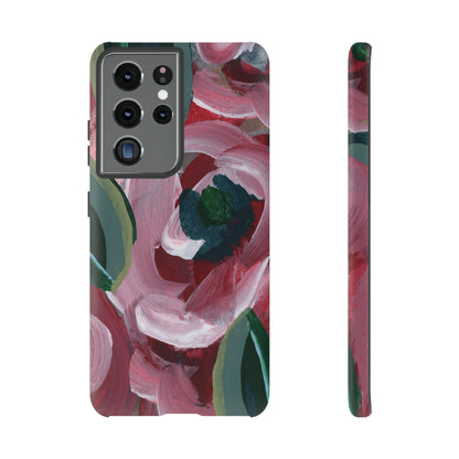 Burgundy Red Floral Hand Painted Abstract Colorful Case: Impact-Resistant Phone Cases